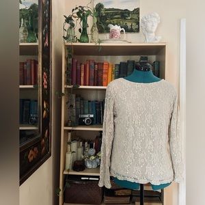 Tan stretchy lace top